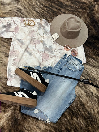 Pink Camo Oversized Mockneck Pullover