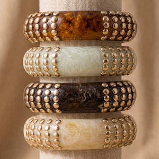 Marbled Bangle With Beaded Stud Rows