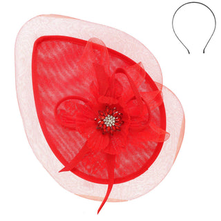 Sinamay Disc Headband Fascinator with Floral Accent