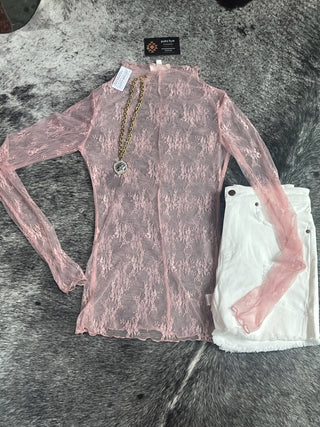 Rose Pink Mesh Long Sleeve