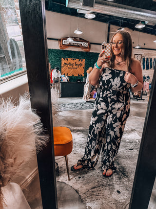 Crinkle Floral Off the Shoulder Jumpsuit