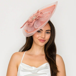 Sinamay Disc Headband Fascinator with Floral Accent