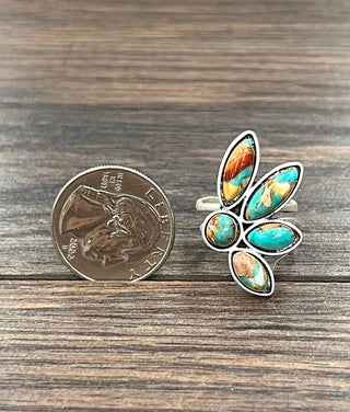 Gemstone, Brass Adjustable Ring