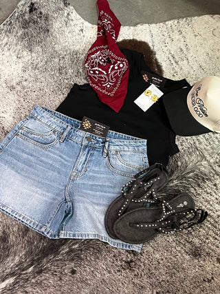 Hidden Jeans High Rise Longline Denim Shorts