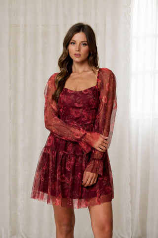 Floral Chiffon Corset Midi Dress