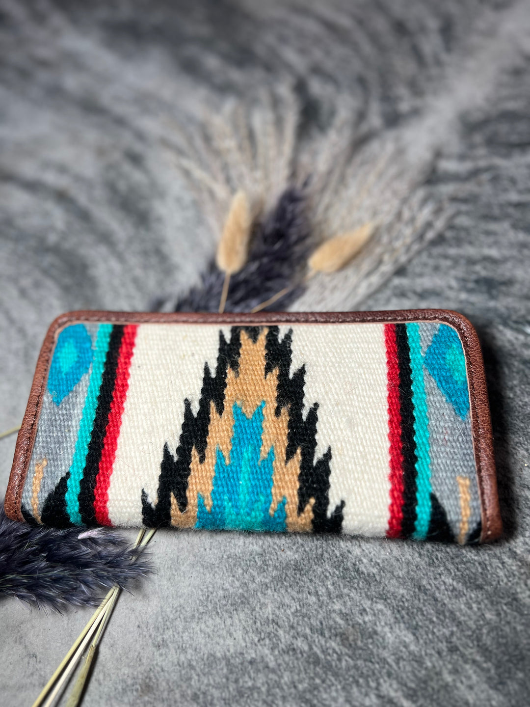 Aztec and Leather Wallet