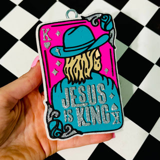 Hand painted Jesus is King car freshie