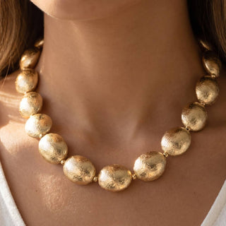 Chunky Brushed Oval Bead Collar Necklace