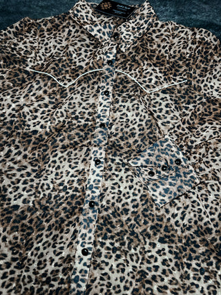 Leopard Sheer Button Down
