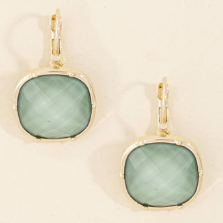 Faceted Cushion Stone Leverback Drop Earrings