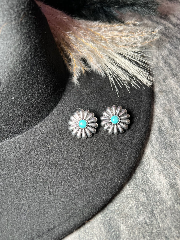 Round Concho Stud Earrings