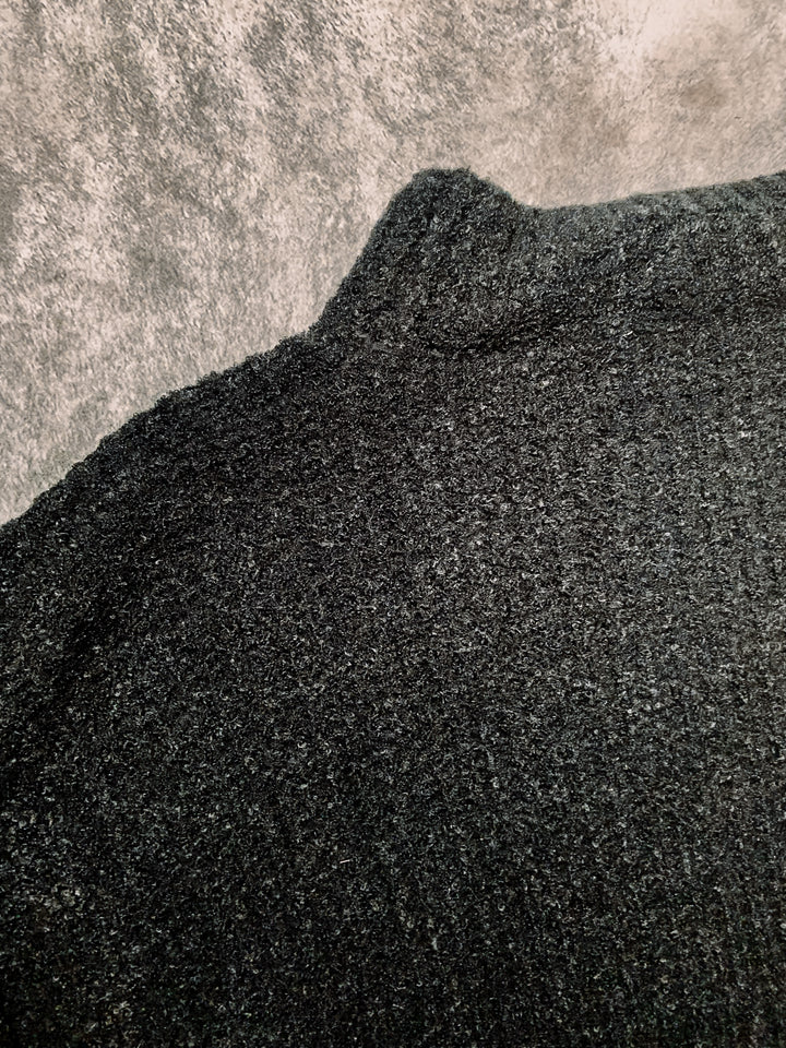Black Bubble Sleeve Turtle Neck Sweater