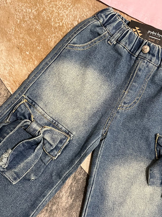 Girls Bow Stretch Wide-Leg Jean