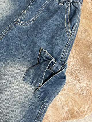 Girls Bow Stretch Wide-Leg Jean