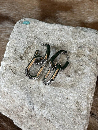 Metal wind circular ring thick chain earrings