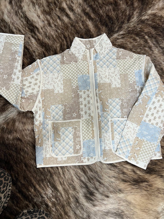 Patchwork Quilted Zip-Up Jacket