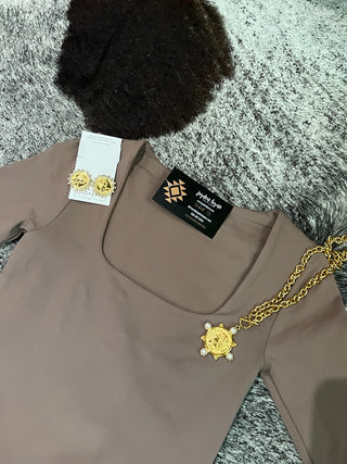 Walnut Square Thick Banded Bodysuit