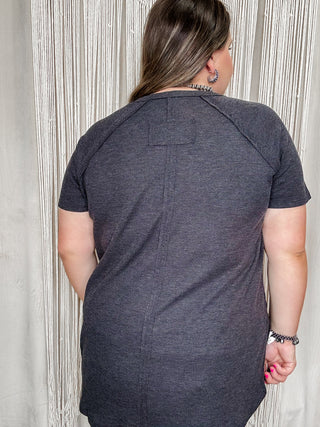 Curvy Black Waffle Short Sleeve Top