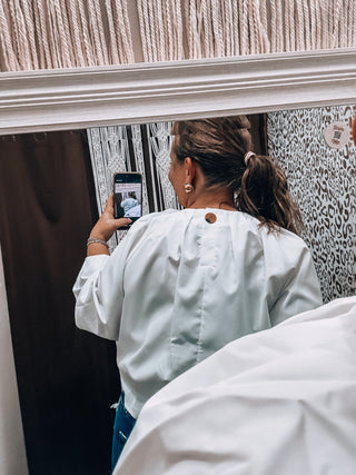 White Balloon Poplin Top