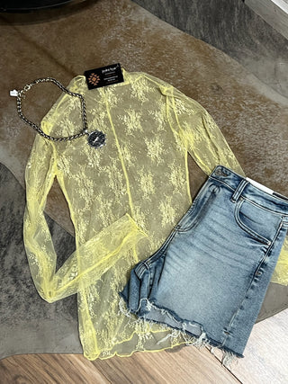 Yellow Mesh Long Sleeve
