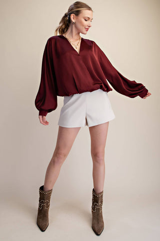V-Neck Wrap Longsleeve Blouse