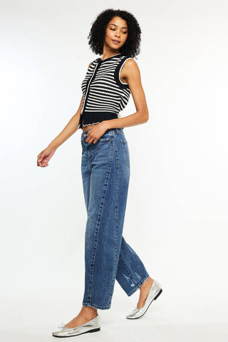Kan Can low slung horseshoe barrel leg dark wash jeans, photo 2