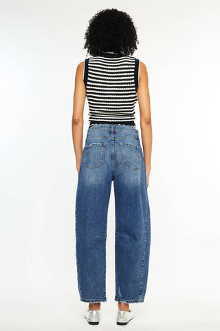 Kan Can low slung horseshoe barrel leg dark wash jeans, photo 4