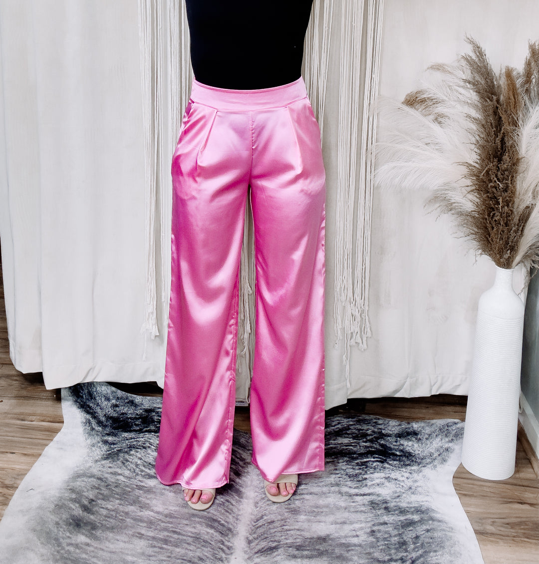 Lila Pink Satin Pants