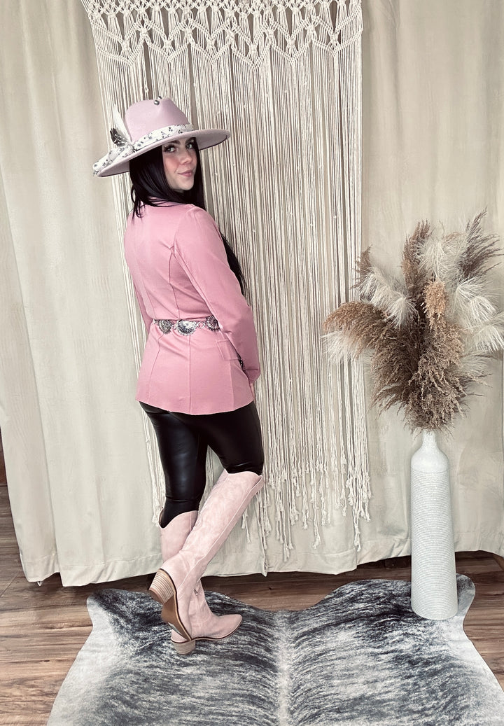 Soft Pink Tall Cowboy Boot