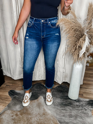 Emma Raw Hem Straight Leg Cropped Jeans