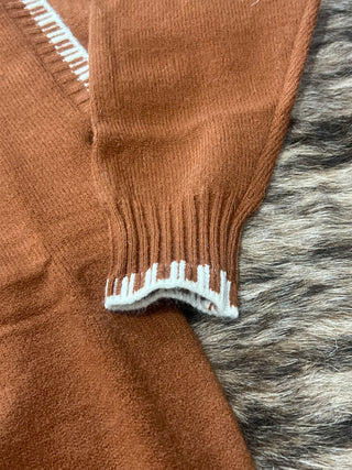 Gingerbread Charm Contrast Rib Sweater