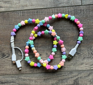 Stars Beaded Phone Charger with Lightning & USB-C Cable