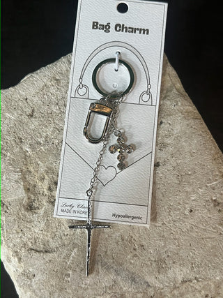 Crystal Cross Carabiner Bag Charm