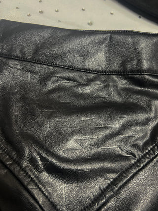 Black leather midi skirt