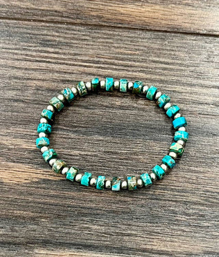 Rondelle Turquoise Stone Stretch Bracelet