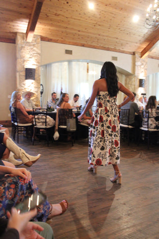 Ecru Floral Print Midi Dress