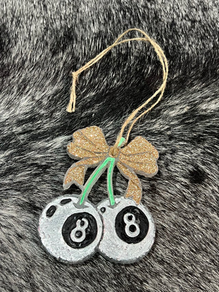 Eight ball Cherries with Bow Car Freshie