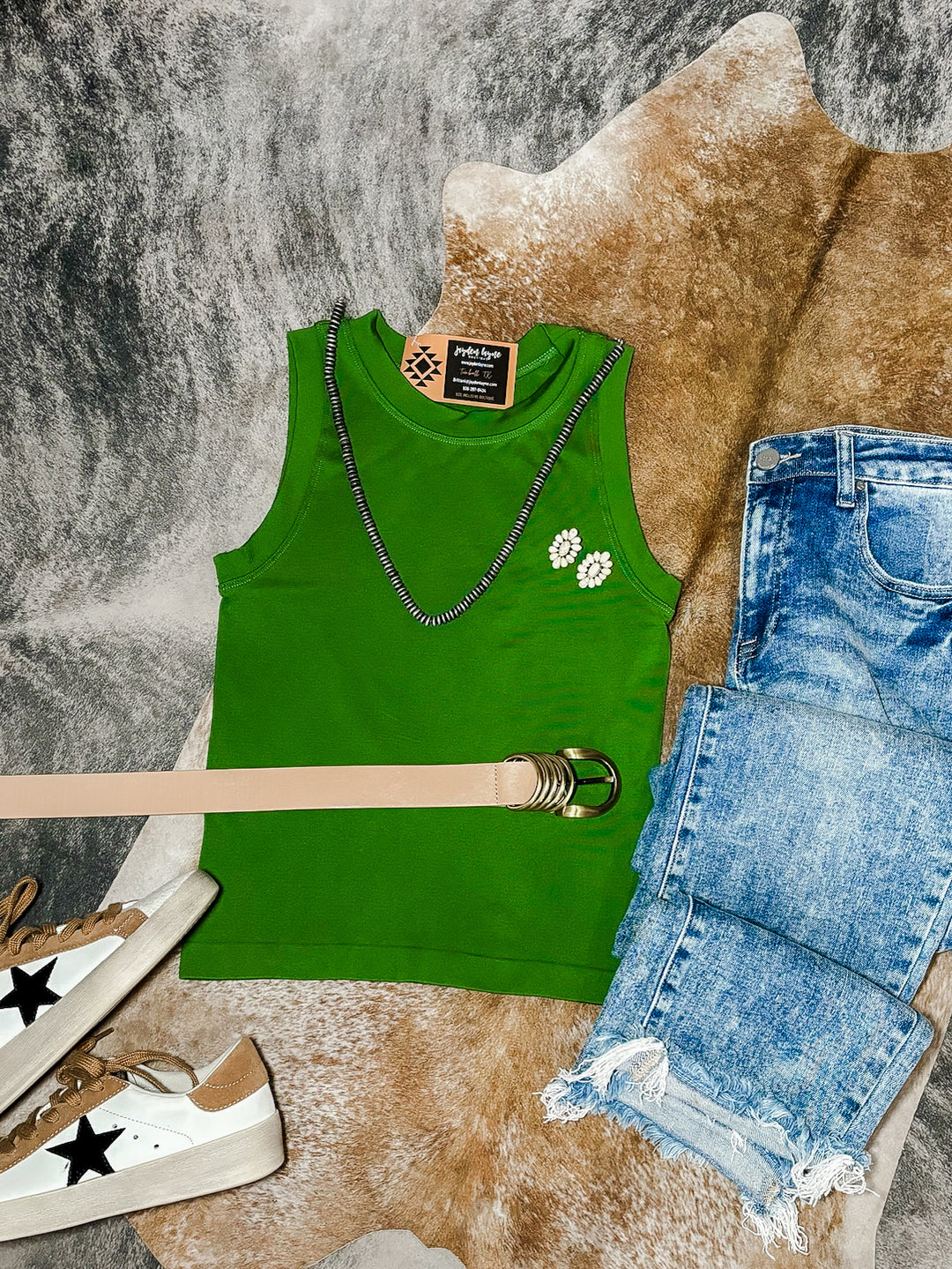 Green Thick Banded Tank Top