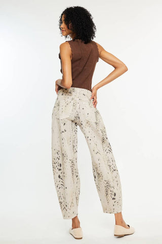 Kan Can high rise horseshoe leg tan leopard print jeans, photo 4