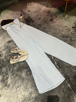 Seaside Stripe Strapless Wide-Leg Jumpsuit
