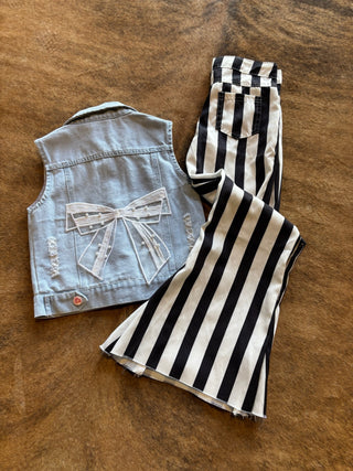 Girl's denim croquette vest