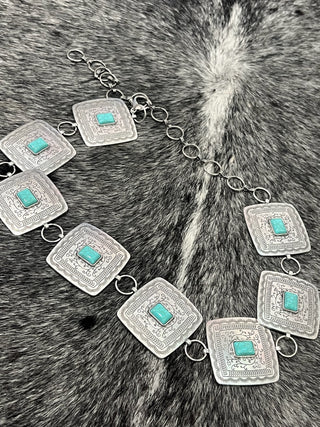Turquoise Concho Chain Belt