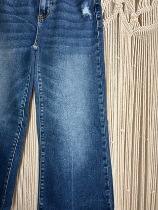 Lennon Cropped Mid Rise Straight Raw Hem Jeans