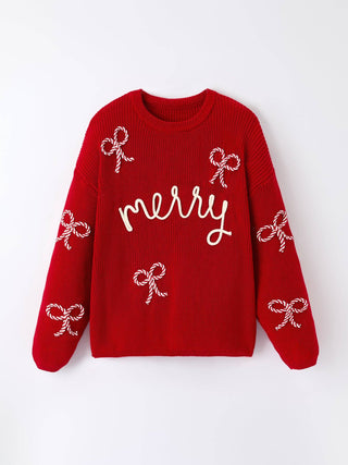 Kid’s Red Christmas "merry" Pullover Sweater