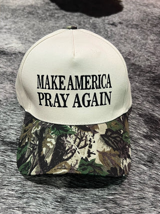 Make America Pray Again Hat | Camo & Leopard Two-Tone Bill Cap