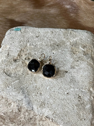 Faceted cushion cut stone leverback drop earrings, photo 2