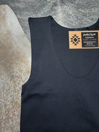 Black Thick Band Wide Shoulder Tank Top