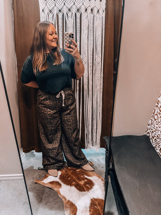 Leopard Print Balloon Style Pull Up Pants