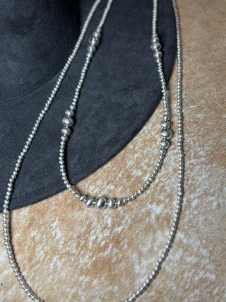 Silver Navajo Two Strand Necklace