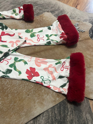 Girls Christmas Bow Pajama Set